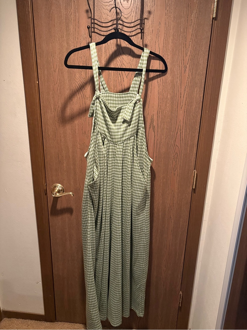 Three Bird Nest: Green Gingham Overalls